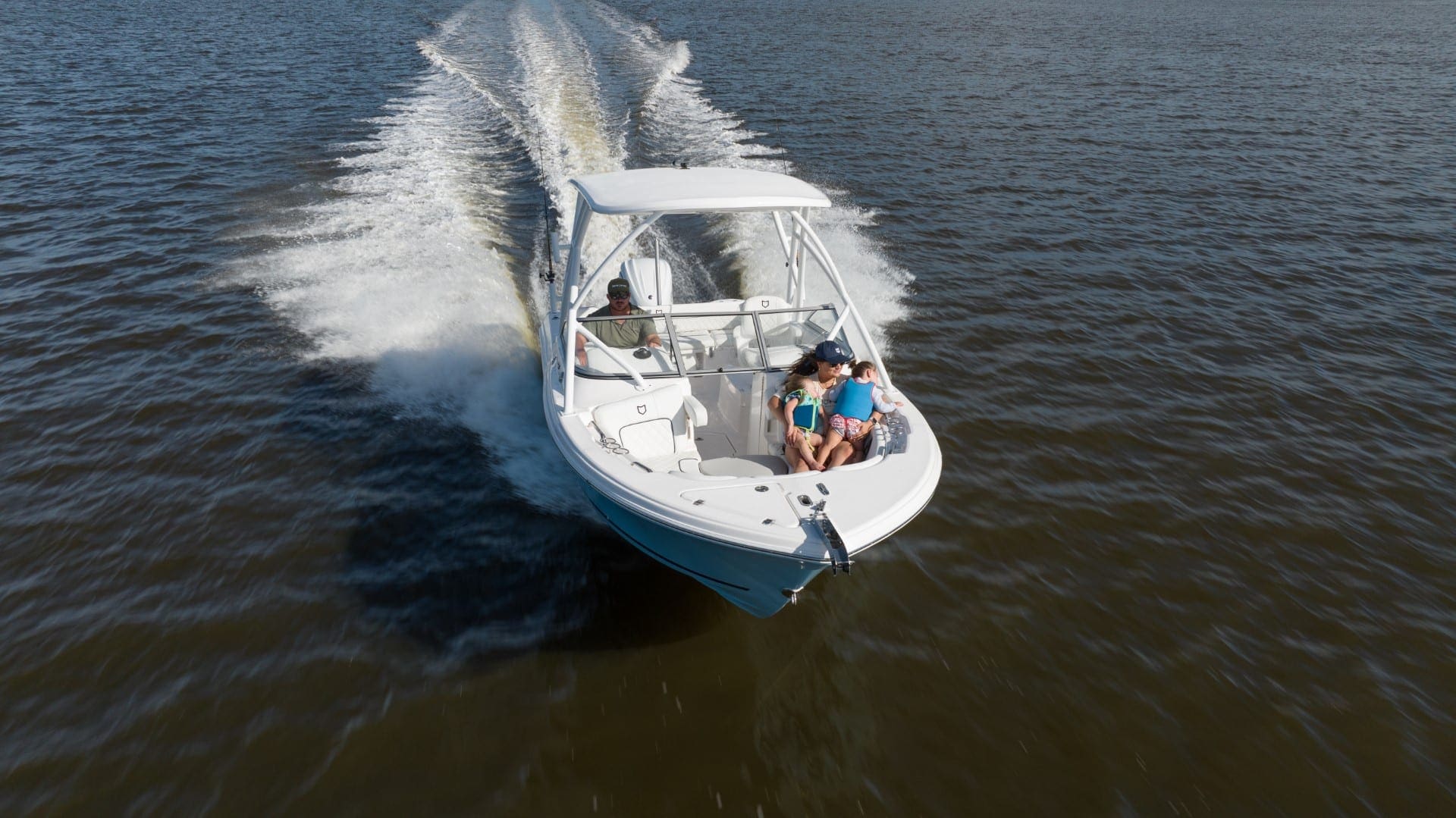 Sea Fox 228 Traveler front view on the water