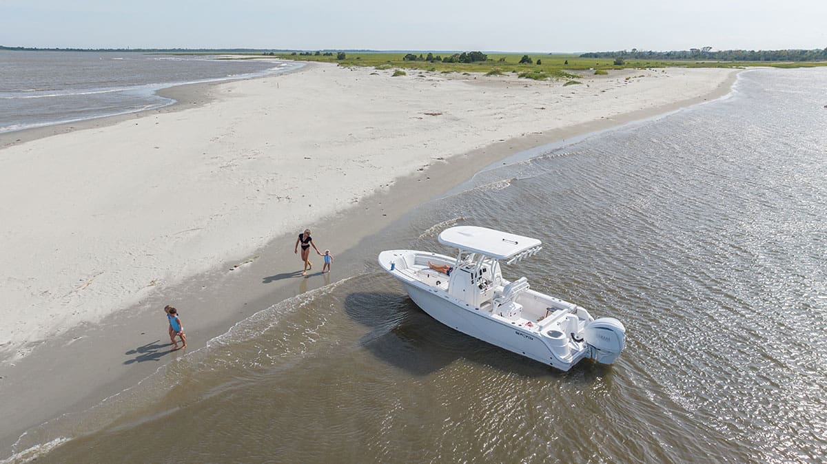 Sea Fox 248 Side Console on the beach